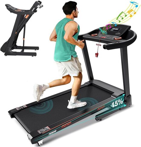 Treadmill for Home, 15% Auto Incline Treadmill, 3.5 HP Folding Treadmill with Wide Belt for Walking and Running, 320 lb Capacity in Saudi Arabia