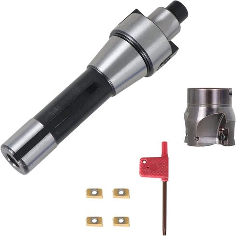 R8 FMB22 Milling Handle 400R 50MM CNC End Milling Cutter Suitable for Plate Cutting and Milling Machine Workpiece Finishing with T15 Wrench and 4 Pieces APMT1604 Carbide Inserts in Saudi Arabia