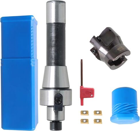 R8 FMB22 Milling Handle 400R 50MM CNC End Milling Cutter Suitable for Plate Cutting and Milling Machine Workpiece Finishing with T15 Wrench and 4 Pieces APMT1604 Carbide Inserts in Saudi Arabia