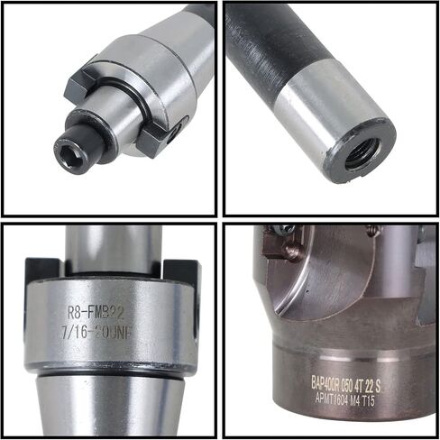 R8 FMB22 Milling Handle 400R 50MM CNC End Milling Cutter Suitable for Plate Cutting and Milling Machine Workpiece Finishing with T15 Wrench and 4 Pieces APMT1604 Carbide Inserts in Saudi Arabia