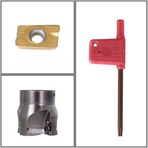R8 FMB22 Milling Handle 400R 50MM CNC End Milling Cutter Suitable for Plate Cutting and Milling Machine Workpiece Finishing with T15 Wrench and 4 Pieces APMT1604 Carbide Inserts in Saudi Arabia