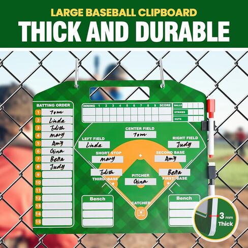 Magnetic Baseball Board Lineup Cards - 40 Pcs, Strong Magnetic Baseball Dry Erase Clipboard for Coaches, Durable Softball Lineup Board for Dugout with 30 Cards, 3 Markers and Clips in Kuwait