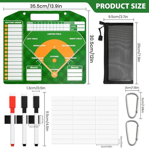 Magnetic Baseball Board Lineup Cards - 40 Pcs, Strong Magnetic Baseball Dry Erase Clipboard for Coaches, Durable Softball Lineup Board for Dugout with 30 Cards, 3 Markers and Clips in Kuwait