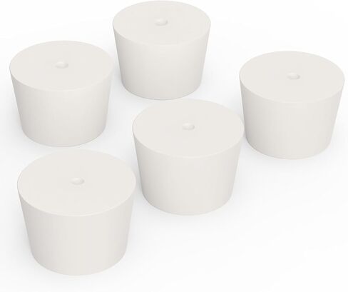 Solid Rubber Stoppers with Single Hole, Size 6#, Set of 5, Precision Tapered Lab Seal Rubber Stoppers for Air-Tight Control in Saudi Arabia