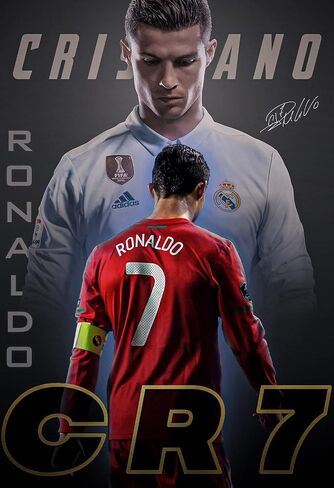 Cristiano Ronaldo Poster For Walls Bedroom Hall Portugal Pop Quotes Real Madrid CR7 Jeventus Manchester - 12 x16 Inch- (Pack of 3, LAMINATED) in Saudi Arabia