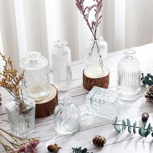 Small Vases for Flowers 10pcs - Flower Vases for Centerpieces for Dining Table, Mini Vintage Clear Glass Bud Vases Set for Wedding Decorations,Mini Glass Vase for Flowers Under 8inches in Saudi Arabia