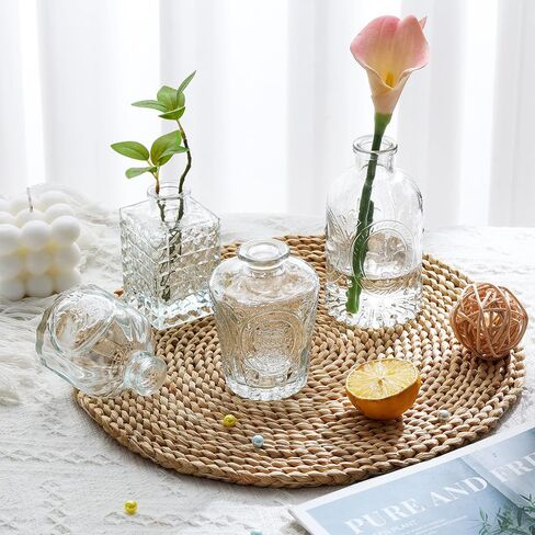 Small Vases for Flowers 10pcs - Flower Vases for Centerpieces for Dining Table, Mini Vintage Clear Glass Bud Vases Set for Wedding Decorations,Mini Glass Vase for Flowers Under 8inches in Saudi Arabia