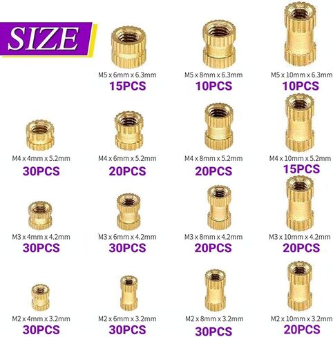 330pcs Brass Threaded Insert Embedment Nuts Kit with Transparent Plastic Box Knurled Nuts Set for 3D Printing in Kuwait