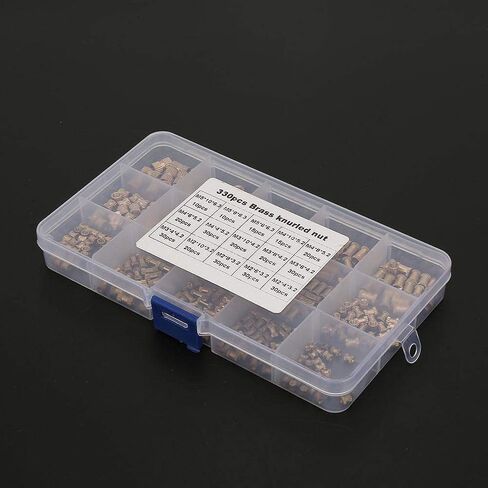 330pcs Brass Threaded Insert Embedment Nuts Kit with Transparent Plastic Box Knurled Nuts Set for 3D Printing in Kuwait