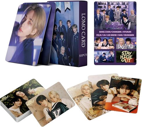 مجموعة بطاقات صور Stray Kids 55 قطعة من بطاقات Straykids Magic School Lomo KPOP Stray Kids Photocard مجموعة هدية لتزيين الحفلات الضالة، بطاقات بريدية Stray Kids Merch in Kuwait
