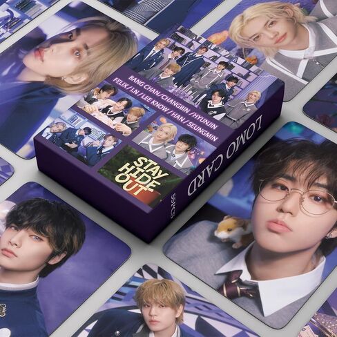 مجموعة بطاقات صور Stray Kids 55 قطعة من بطاقات Straykids Magic School Lomo KPOP Stray Kids Photocard مجموعة هدية لتزيين الحفلات الضالة، بطاقات بريدية Stray Kids Merch in Kuwait