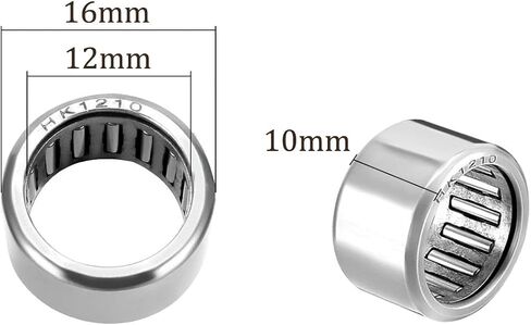 5pcs HK1210 Needle Roller Bearings - [12mm x 16mm x 10mm] Open End for Gearbox Use, Chrome Steel Rollers in Saudi Arabia