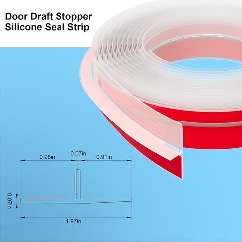 T-Shaped Clear Silicone Seal Strip for Door & Windows Gaps,Weather Stripping Door Seal Strip，10Ft Door Draft Stopper for Side of Door in Saudi Arabia