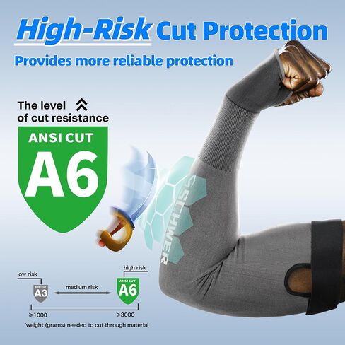 Schwer AIR-SKIN Arm Sleeves S902 for Thin Skin and Bruising, ANSI A6 Cut Resistant Arm Protectors for High Risk Work, UPF50+ UV Protection Gardening Sleeves for Farming, Lightweight, Breathable in Saudi Arabia