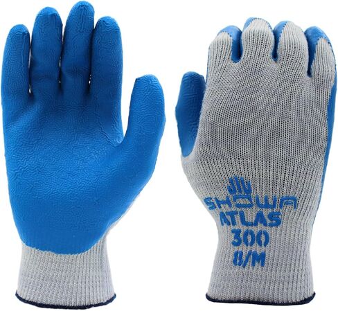 SHOWA Atlas 300 Natural Latex Palm Coated General Purpose Work Glove, Blue, Large (Pack of 12 Pair) in Saudi Arabia