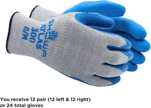SHOWA Atlas 300 Natural Latex Palm Coated General Purpose Work Glove, Blue, Large (Pack of 12 Pair) in Saudi Arabia