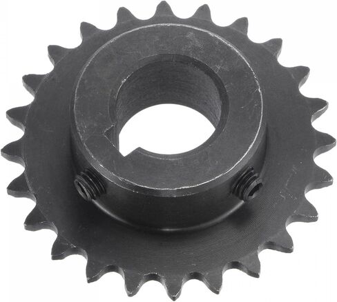 uxcell 24 Tooth Roller Sprocket B Type, 25 Chain, Single Strand 1/4" Pitch, 16mm Bore Black Oxide C45 Carbon Steel, Keyway with Set Screws for ISO 04C in Saudi Arabia