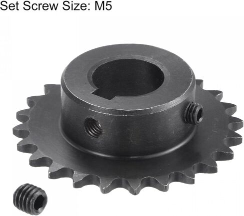 uxcell 24 Tooth Roller Sprocket B Type, 25 Chain, Single Strand 1/4" Pitch, 16mm Bore Black Oxide C45 Carbon Steel, Keyway with Set Screws for ISO 04C in Saudi Arabia