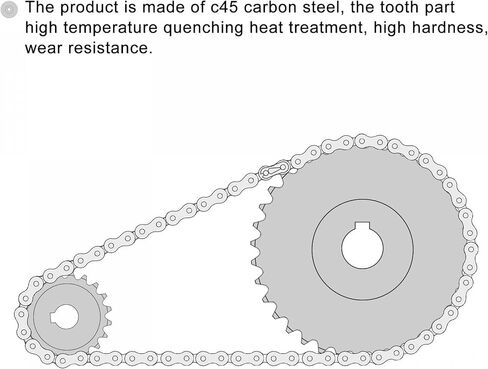 uxcell 24 Tooth Roller Sprocket B Type, 25 Chain, Single Strand 1/4" Pitch, 16mm Bore Black Oxide C45 Carbon Steel, Keyway with Set Screws for ISO 04C in Saudi Arabia