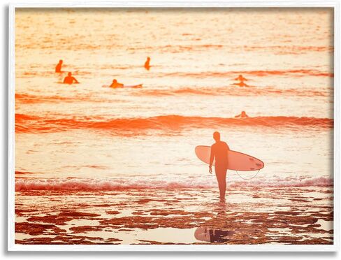 Stupell Industries Surfing Sunset Beach Shore Framed Wall Art, Design by Igor Vitomirov in Saudi Arabia