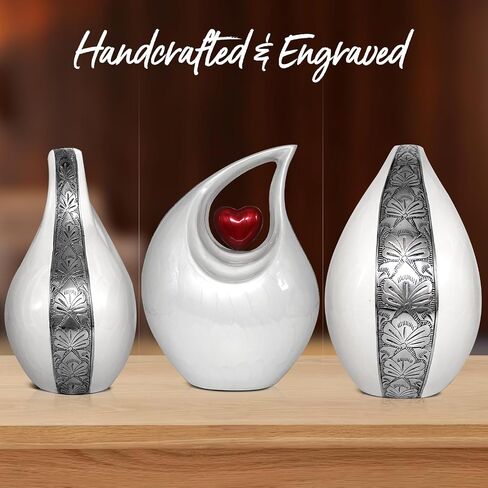 Teardrop Urn for Human Ashes - Decorative Cremation Urn for Ashes for Men & Women - Handcrafted Funeral Urn for Male & Female - Honor Your Loved One with Burial Urn (White, Large) in Saudi Arabia