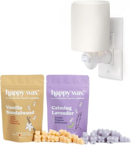 Happy Wax Outlet Warmer w/4oz Collection Pack of Scented Wax - Compact Wall Plug in Wax Melt Warmer w/Collection Pack of Two 2oz Scented Soy Wax Melts (Bone in Saudi Arabia
