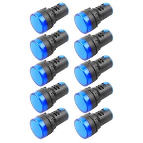 Indicator Light AC/DC 110V 20mA LED Flush Panel Mount Blue 10 Pcs
