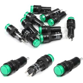 Othmro Green 220V LED Power Indicator Pilot Signal Lamp 35mm Green Light 10pcs