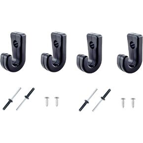4 Pack Kayak J Hooks - Black Nylon Safety Bungee J-Shaped Hooks for Kayak, Canoe, Paddle Board and Rowing Boats