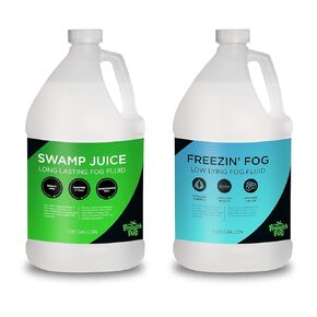 Froggy's Fog Swamp Juice and Freezin Fog Bundle, Ridiculously Long-Lasting Fog Fluid and Low-Lying Fog Fluid for Professional and Home Haunters, Theatrical Effects, and DJs, 2 Gallons