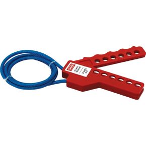 Lockout Safety Supply 7244 Squeezer Multipurpose Cable Lockout with Metallic Blue Cable, Red