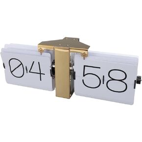 Zunate Retro Flip Desk Shelf Clock, Flipping Out Wall and Tabletop Flip Clock, 24Hour Modern Retro Flip Down, Classic Mechanical Digital Display Battery Powered for (Gold Frame in Kuwait