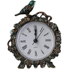 Vintage Birds Retro Analog Table Clock European Retro Table Clock with a Bird Enamel Clock for Living Room and Bedroom Art Decor