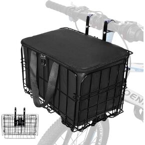 Bike Folding Basket, Bike Front Basket with Detachable Lining Bag, Electric Bicycle Metal Basket, Suitable for Carrying Dogs, Food, Books, Groceries and Large Bicycle Rear Basket.