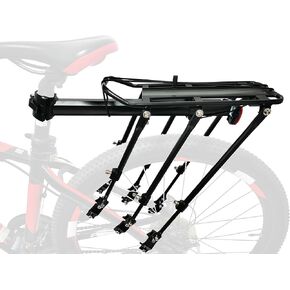 Rear Bike Rack Bicycle Cargo Rack Quick Release Adjustable Alloy Bicycle Carrier 265lbs Capacity Fit for 24 inch, 26 inch, 27.5 inch, 29 inch Bikes