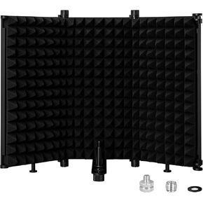 LZSIG Microphone Isolation Shield, Foldable Mic Shield with Triple Sound Insulation, Reflection Filter for Recording Studio, Podcasts, Singing, and Broadcasting (L(18"x 12.9"))