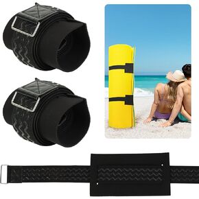 Floating Water Mat Straps with Pad Protectors, Elastic and Anti-Slip Strips,Metal Buckle Nylon Cinch Securing Straps