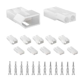 JRready ST6415 Standard.093" Pin and Socket Power Connectors 2 Circuits (6 Matched Sets), 14-20 AWG, Compatible with Molex Standard.093" 2 Pin Male& Female Connector, 5.03 mm Pitch, Free Hanging