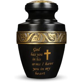 Cremation Urn - Medium Urn for Human Ashes | Decorative Urns, Medium Urn for Ashes (Adult, Male/Female) - 1 pc Grecian Black Keepsake Urn, Up to 100 Lbs, Black Box Included