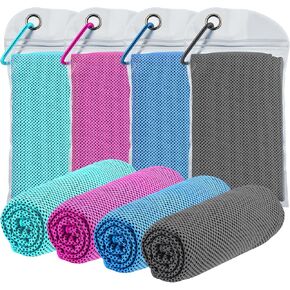 Cooling Towel Neck and Face,(40" x 12") 4Pack Ice Towel,Soft Breathable Cool Towel,Microfiber Cold Towel for Hot Weather,Sport,Yoga,Gym,Workout,Camping & More Activities
