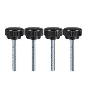 uxcell M8 x 60mm Metric Male Thread Knurled Clamping Knobs Grip Thumb Screw on Type Plastic Threaded Hand Bolt Knobs Black 4 Pcs
