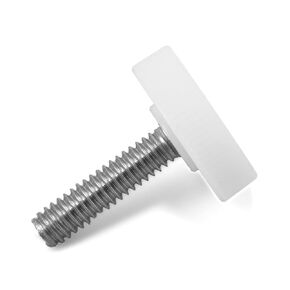 1/4"-20 x 1" Thumb Screw Stainless Steel - White Knurled Round Plastic Oversized Knob - Standard/Coarse Thread ThumbScrew - Length: 1.000" - Proudly Built in USA - Package of (4)