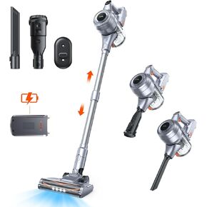 ILIFE H80 Cordless Vacuum Cleaner, 22Kpa Suction Stick Vacuum Cleaner with LED Display, 35 Min Runtime Detachable Battery, Lightweight Handheld Vacuum for Home Hard Floor Carpet Pet Hair, Grey