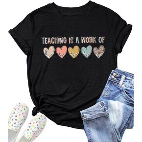 Ovazly Teacher Shirt Women Cute Graphic T Shirts Kindergarten Teachers Tee Letter Print Gifts Tops Blouse