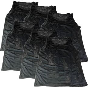 BlueDot Trading Youth Sports Pinnie Scrimmage Training Vest/Team Practice Jersey in Nylon Mesh for all kinds of Sports, Soccer, Football, Basketball, Black, 6 Pack