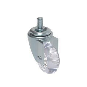 Schioppa L10 Series, GLEED 210 Gel Clear, Swivel Caster, 2" (50 mm) Non-Marking Polyurethane Whl, 90 lbs, 3/8" Diameter x 1" Length Threaded Stem