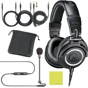 Liquid Audio Technica ATH-M50x Headphone Bundle w/Antlion Audio Microphone for Professional Studio, Gaming & Everyday Applications