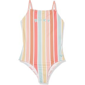 Roxy --Girls'Lala Stripes One Piece, Bright White Rainbow Candy, 2