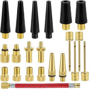 21pcs Bike Valve Adapter, Brass Bike Tire Valve Adapter Air Pump Needles Accessories Tool for Bicycle Gym Balloon Swimming Ring Basketball