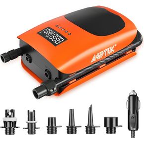 AGPTEK 22PSI High Pressure Paddle Board Pump Quick Portable SUP Air Pump,Inflation and Deflation Function Auto-Off &12V DC Car Connector Dual Stage for Inflatable Stand up Paddle Boards,Boats,Inflator